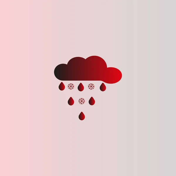 Rain Cloud Ploché Ikony Vektorová Ilustrace — Stockový vektor