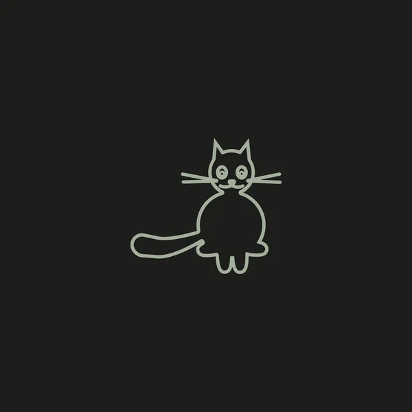 Icono Vectorial Minimalista Gato Amigable Divertido — Vector de stock