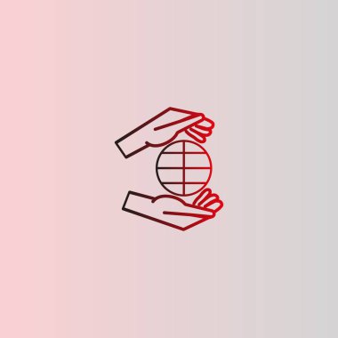 Dünya, insan elleriyle kaydetmek çevre basit simge vektör çizim