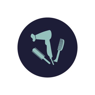 minimalist vektör simgesi saç kurutma makinesi ve fırçalar