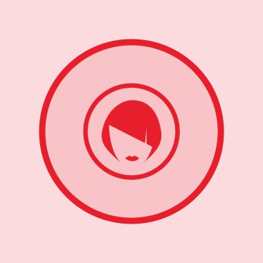 kadın baş kısa saç modeli ile minimalist vektör simgesi