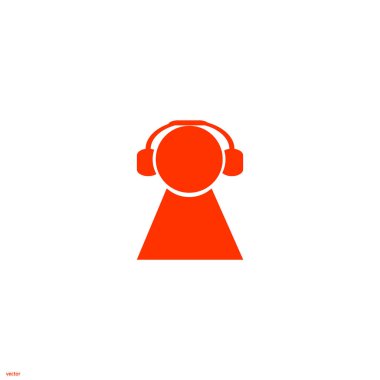 kulaklık düz simgesi, vektör, illüstrasyon