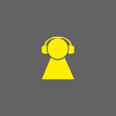 kulaklık yassı simgesi, vektör, illüstrasyon 