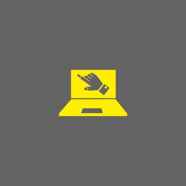 dizüstü bilgisayar düz simgesi, vektör illüstrasyonu  