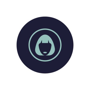 kadın baş kısa saç modeli ile minimalist vektör simgesi