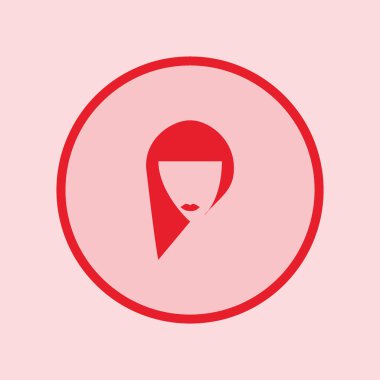 kadın kafa uzun saç modeli ile minimalist vektör simgesi