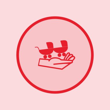 el düz stil simgesi, vektör çizim üzerinde iki bebek arabası  