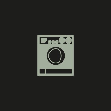 çamaşır makinesi düz simgesi, vektör, illüstrasyon