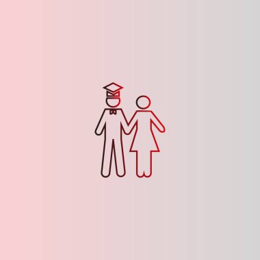 bekar erkek ve kadın birlikte ayakta minimalist vektör simgesi