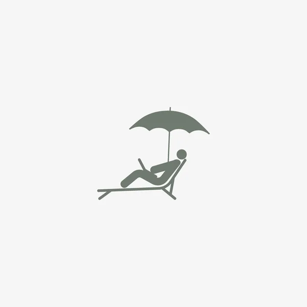 Icône Illustration Vectorielle Homme Allongé Sur Une Chaise Longue Avec — Image vectorielle
