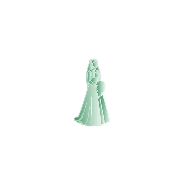 Icône Vectorielle Minimaliste Mariée Portant Une Robe Mariée — Image vectorielle