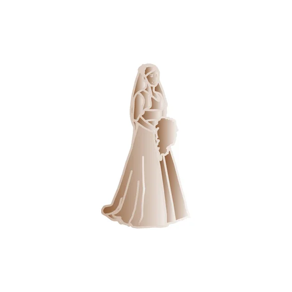 Минималистическая Векторная Икона Невесты Свадебном Платье — стоковый вектор