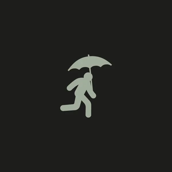 傘で男を実行するベクトル イラスト アイコン — ストックベクタ