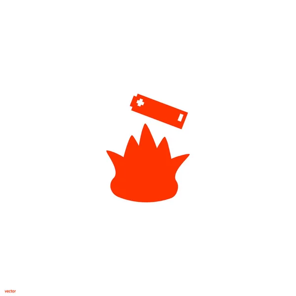 Batería Cayendo Fuego Icono Plano — Archivo Imágenes Vectoriales