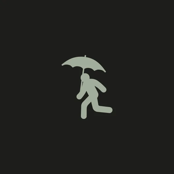 Adam Şemsiye Ile Çalışan Vektör Çizim Simgesi — Stok Vektör
