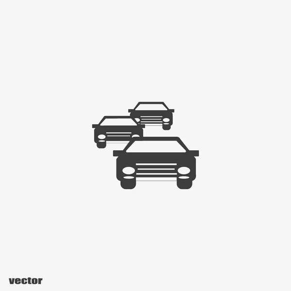 Minimalistic Vector Icon Three Cars Riding — Stock Vector