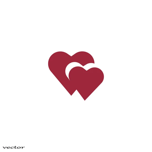 Dos Corazones Icono Plano Ilustración Vectorial — Vector de stock