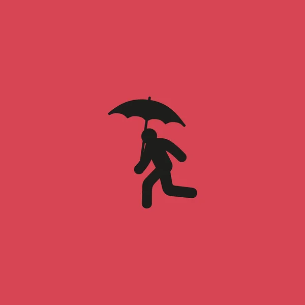 Vector Illustration Icon Running Man Umbrella — Stock Vector