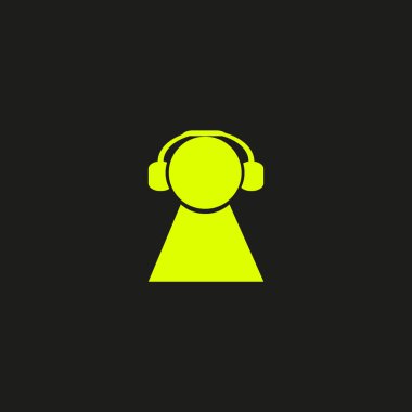 kulaklık yassı simgesi, vektör, illüstrasyon 