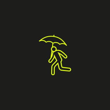 adam şemsiye ile çalışan vektör çizim simgesi