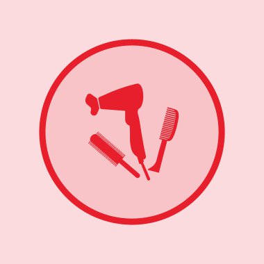 minimalist vektör simgesi saç kurutma makinesi ve fırçalar