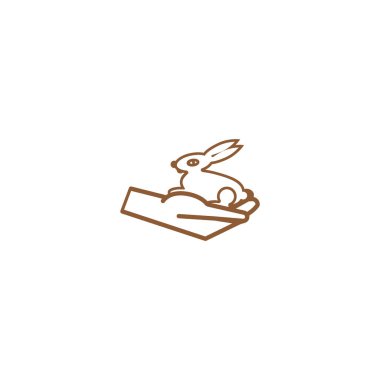 Bunny el düz simgesi, vektör çizim