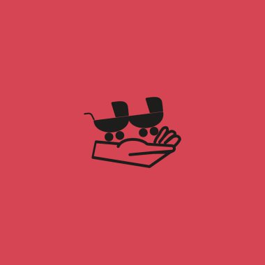 el düz stil simgesi, vektör çizim üzerinde iki bebek arabası  