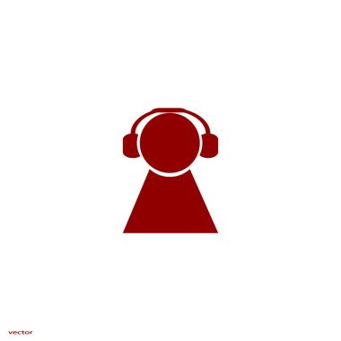 kulaklık yassı simgesi, vektör, illüstrasyon 