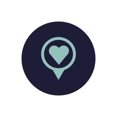  Kalp yassı simgesi, vektör illüstrasyonu 