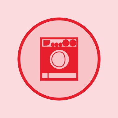 çamaşır makinesi düz simgesi, vektör, illüstrasyon