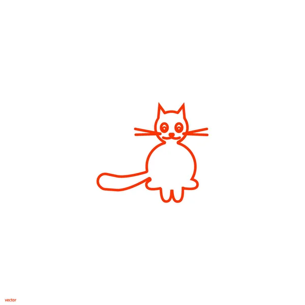 Icono Vectorial Minimalista Gato Amigable Divertido — Archivo Imágenes Vectoriales