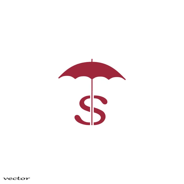 Icono Ilustración Vectorial Signo Dólar Bajo Paraguas — Vector de stock