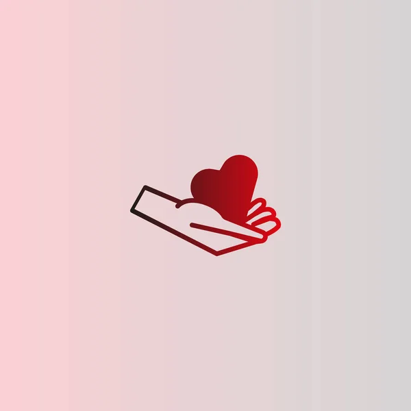 Heart Hand Flat Icon Vector Illustration — Stock Vector