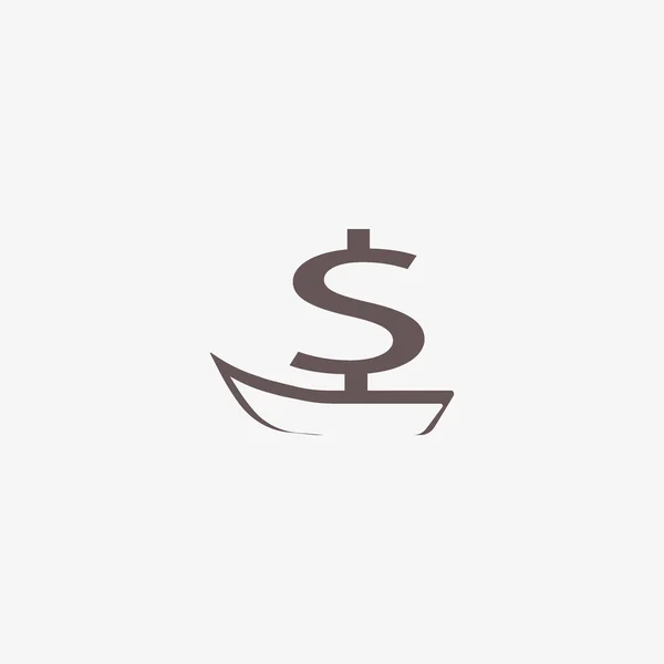 Boot Met Dollar Teken Als Zeil Vectorillustratie — Stockvector