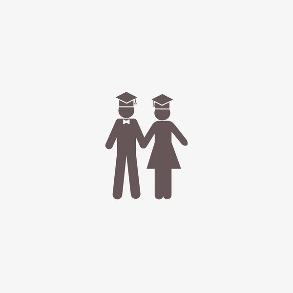 Minimalistic Vector Icon Bachelor Man Woman Standing Together — Stock Vector