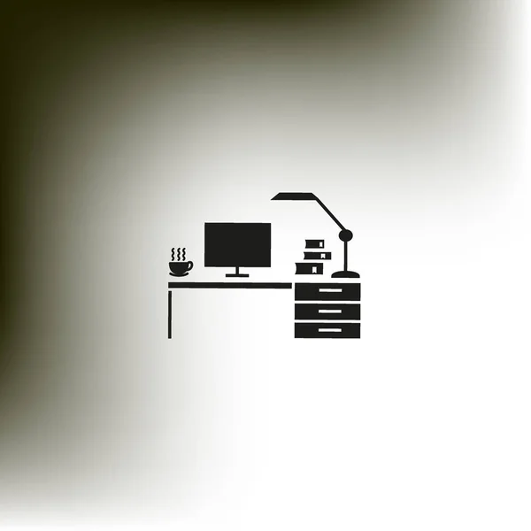 Kantoortafel Met Computer Lamp — Stockvector