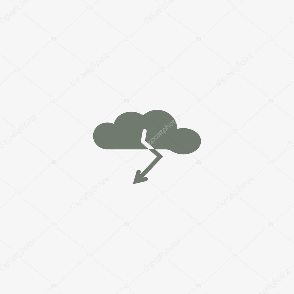 cloud with lightning flat icon, vector, illustration 