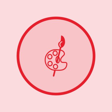 Ressam paleti fırça düz simgesi, vektör, illüstrasyon 