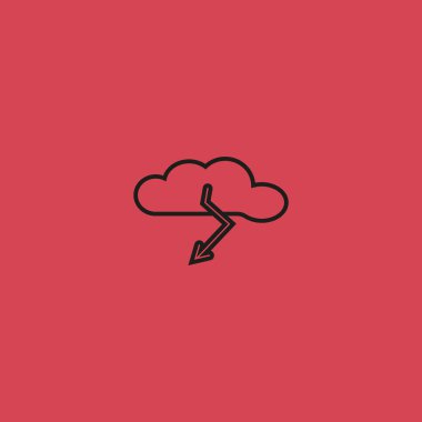 bulut yıldırım düz simgesi, vektör, illüstrasyon 