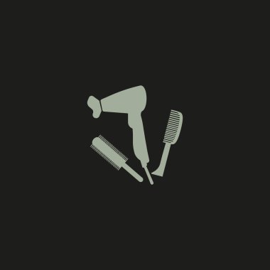 minimalist vektör simgesi saç kurutma makinesi ve fırçalar