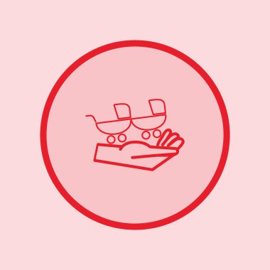 el düz stil simgesi, vektör çizim üzerinde iki bebek arabası  