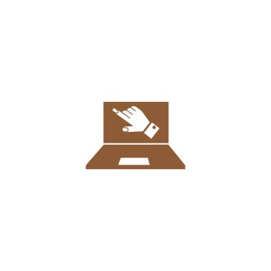 dizüstü bilgisayar düz simgesi, vektör illüstrasyonu  