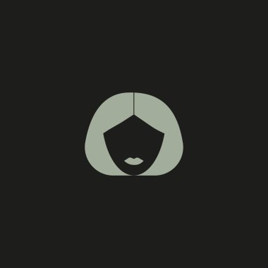 kadın baş kısa saç modeli ile minimalist vektör simgesi