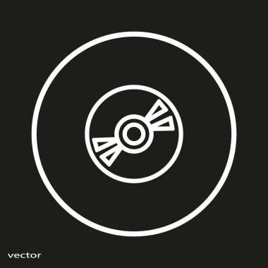 Kompakt disk düz simgesi, vektör, illüstrasyon 