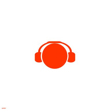 kulaklık yassı simgesi, vektör, illüstrasyon 