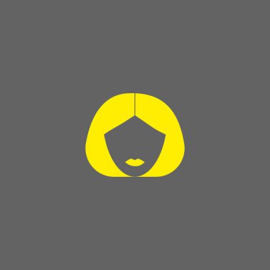 kadın baş kısa saç modeli ile minimalist vektör simgesi