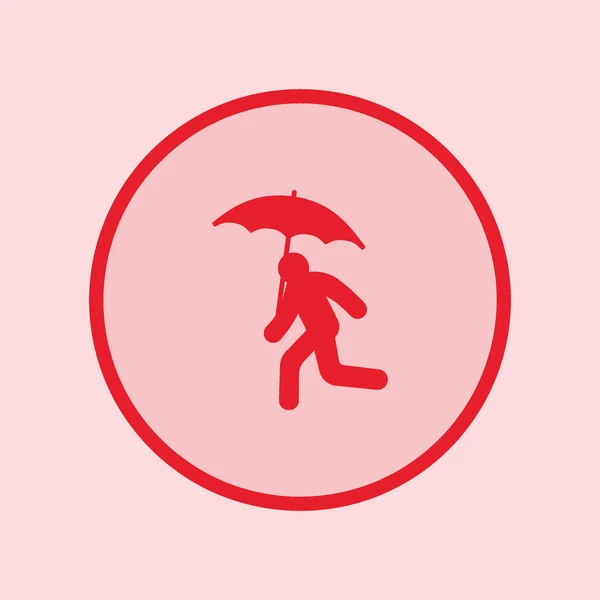 Vector Illustration Icon Running Man Umbrella — Stock Vector