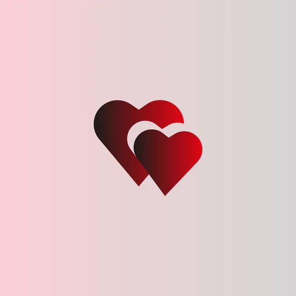 Dos Corazones Icono Plano Ilustración Vectorial — Vector de stock