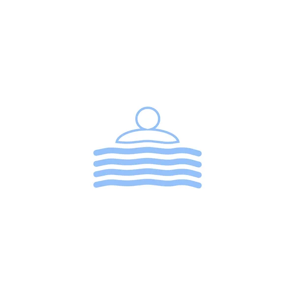 Male Avatar Swimming Sea Waves Flat Style Icon Vector Illustration — Stock Vector