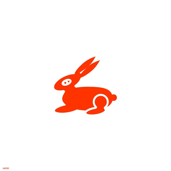 Bunny Platte Pictogram Vectorillustratie — Stockvector